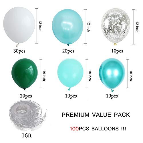 100pcs Balloon Garland Kit Green Metallic Chrome Balloon, Silver Confetti Balloon, White Balloon for Baby Shower Wedding Birthday Party Decoration - If you say i do
