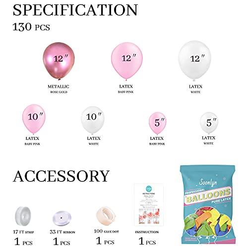 Rose Gold Pink Balloon Garland Kit 130 Pcs 12 Inch White Party Balloons Arch for Girl Baby Shower Bridal Shower Wedding Birthday Party Decorations - If you say i do