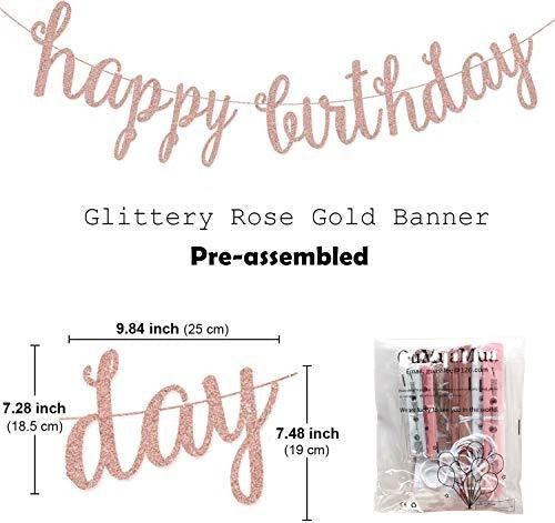 Pink Rose Gold Birthday Party Decorations Set, Rose Gold Glittery Happy Birthday banner, Tissue Paper Pom, Circle Dots Garland - If you say i do