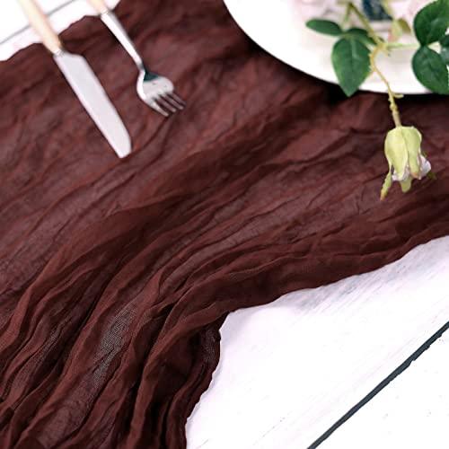 10FT Burgundy Cheesecloth Table Runner, Gauze Fabric Boho Wedding Arbor Decor - If you say i do