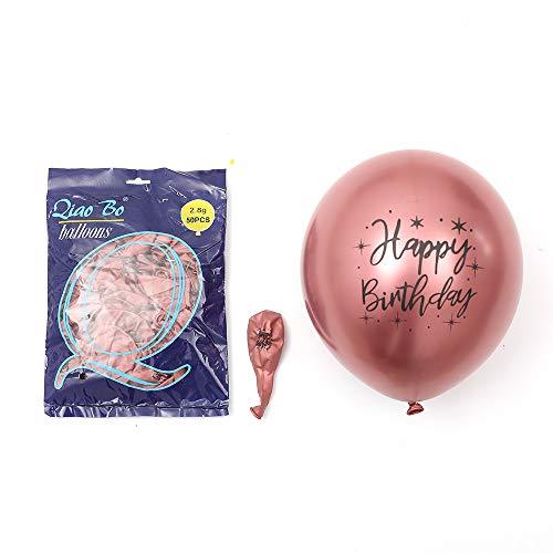 12inch 50pcs Rose Gold Chrome Metallic Latex Balloons Printed Happy Birthday Balloons and Rose Gold Confetti Balloons - If you say i do