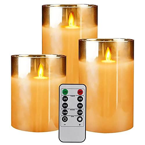 Flameless Led Candles Flickering, Candle Fake Wick Moving Flame Faux Wickless Pillar Battery Operated Candles with Timer Remote - If you say i do