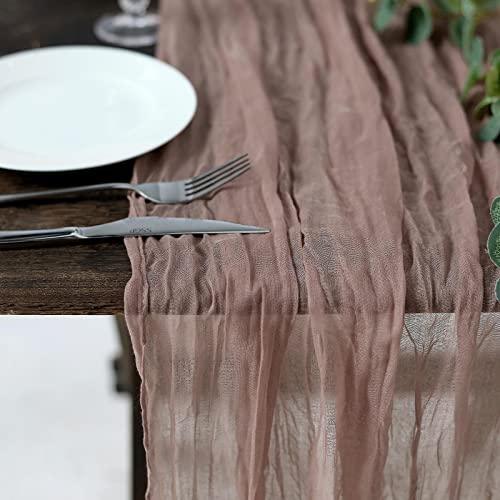 10FT Dusty Rose Cheesecloth Table Runner, Gauze Fabric Boho Wedding Arbor Decor - If you say i do