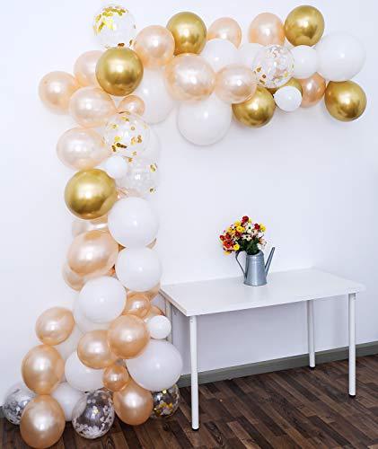 105Pcs 12Inch Balloon Garland Including Chrome Gold, White, Blush Pearl Confetti Balloons Decorations Backdrop Ideal for Wedding Birthday - If you say i do