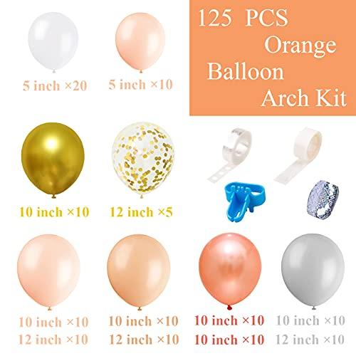 125PCS Orange Blush Peach Gold Metallic Confetti Gray White Balloons for Birthday Engagement Bridal Wedding Baby Shower - If you say i do