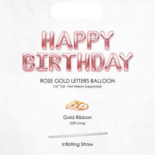 Rose Gold Happy Birthday Balloons Banner 16inch Tall Set for Her Birthday Party Decorations and Supplies Kit - If you say i do