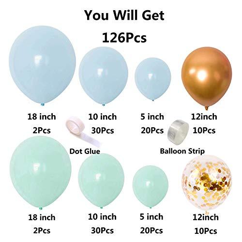 126Pcs Mint Green Balloon Blue Balloon Confetti Gold Metallic Balloons for Wedding Baby Shower Birthday - If you say i do