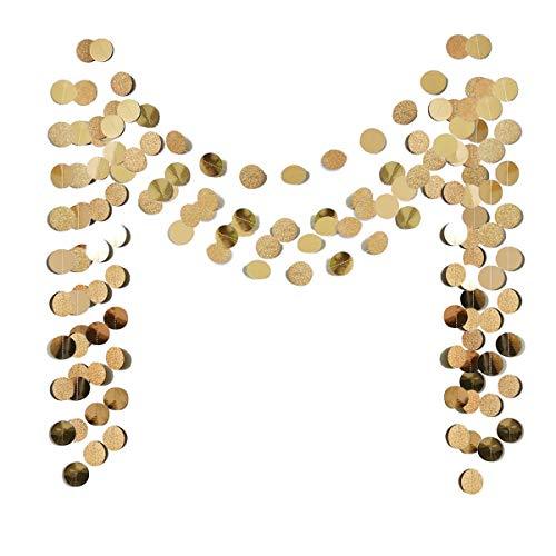 6 Pcs Glitter Champagne Gold Paper Circle Dots Garland (52 Feet) Party Hanging Bunting Birthday Party Decorations Engagement Party - If you say i do