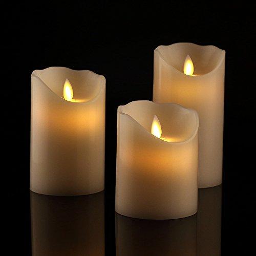 Flameless Candles 4" 5" 6" Set of 3 Ivory Dripless Pillars Include Realistic Dancing LED Flames and 10-Key Remote Control - If you say i do
