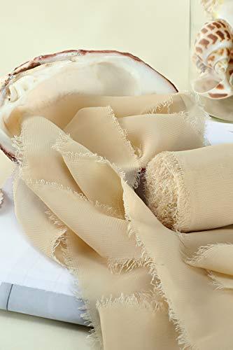 Champagne Chiffon Ribbon Fringe Sample Color Swatches 1-3/4" x 5Yd, 4 Rolls Handmade Ribbons for Wedding Invitations Bouquets Backdrop Decorations - If you say i do
