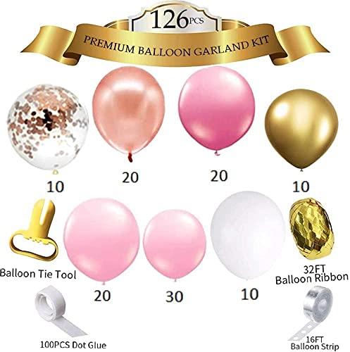 126 Pieces Rose Gold Balloons, Rose Gold Pink Balloon Garland Arch Kit - If you say i do