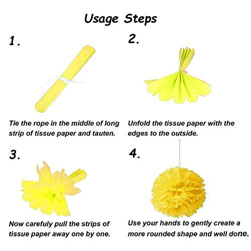 Tissue Paper Pom Poms Flower Fan and Honeycomb Balls for Birthday Baby Shower Wedding Festival Decorations - Yellow - If you say i do