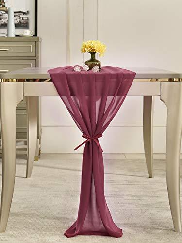 10ft Burgundy Chiffon Table Runner 28x120 Inches Romantic Wedding Runner Sheer Bridal Party Decorations - If you say i do