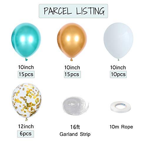 46pcs Green Gold Chrome Balloon Arch Kit, Gold Confetti Balloons White Balloons for Baby Shower Jungle Theme Party Birthday Party Decorations - If you say i do