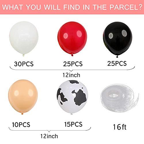 105pcs Balloon Garland Arch Kit, 12inch Cow Printed Balloons, White Black Red Yellow Balloons with 16ft Strip for Farm Birthday Party Cow Theme Party - If you say i do