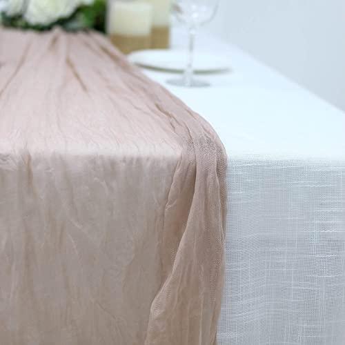 10FT Beige Cheesecloth Table Runner, Gauze Fabric Boho Wedding Arbor Decor - If you say i do