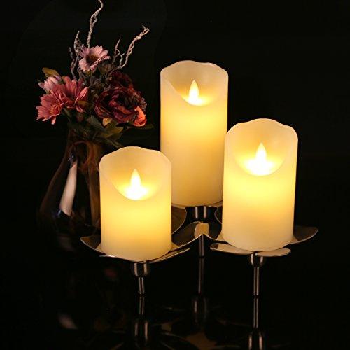 Flameless Candles 4" 5" 6" Set of 3 Ivory Dripless Pillars Include Realistic Dancing LED Flames and 10-Key Remote Control - If you say i do