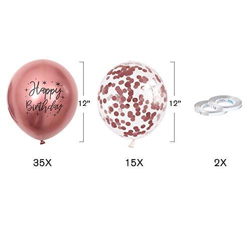12inch 50pcs Rose Gold Chrome Metallic Latex Balloons Printed Happy Birthday Balloons and Rose Gold Confetti Balloons - If you say i do