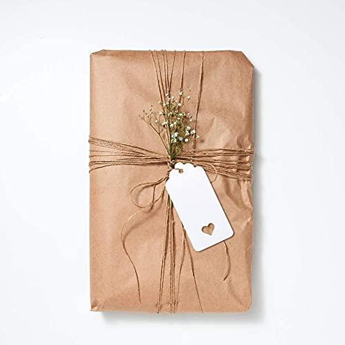 White Gift Tags, 100 PCS Kraft Paper Gift Tags Hollow Heart Wedding Favor Tags 9.5cm x 4.5cm with 100 Feet Jute Twine - If you say i do