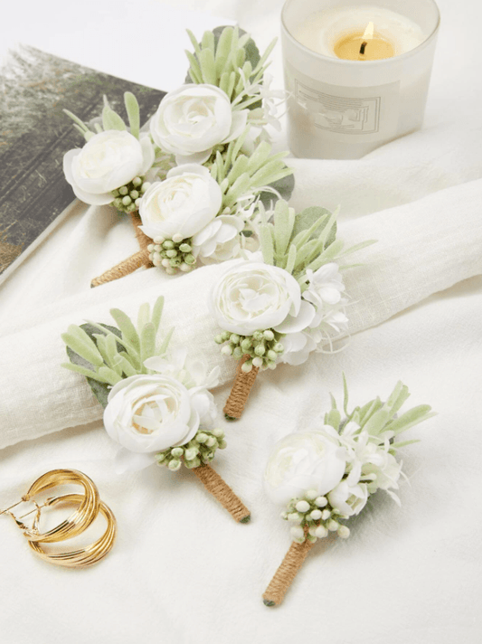 6pcs Flower Decor Boutonniere for Weddings - If you say i do