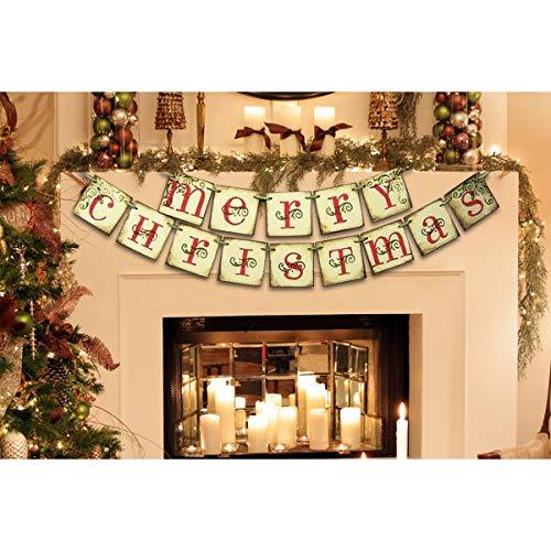Merry Christmas Banner - Vintage Xmas Decorations Indoor for Home Office Party Fireplace Mantle - If you say i do