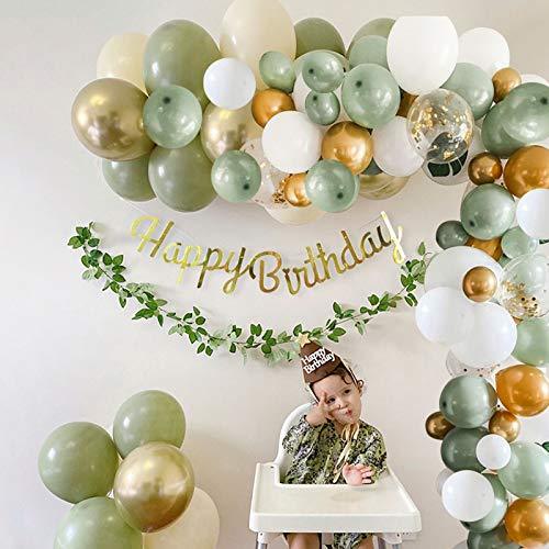 127pcs Olive Green Balloons Arch Garland Kit - White Olive Green Gold Confetti Balloons Set for Wedding Birthday Baby Shower Party Decorations - If you say i do