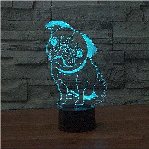 3D Cute Pug Dog Animal Night Light Touch Table Desk Optical Illusion Lamps 7 Color Changing Lights Home Decoration Xmas Birthday Gift - If you say i do