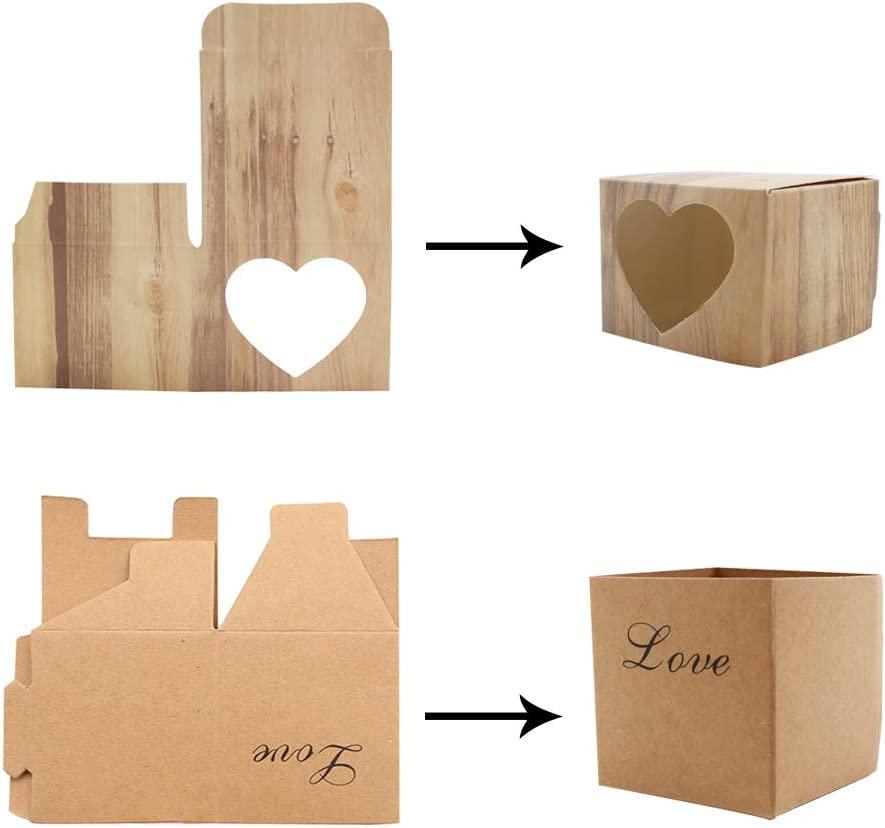 Candy Boxes,100pcs Wedding Favor Boxes,Love Kraft Bonbonniere Paper Boxes with Burlap Jute Twine - If you say i do