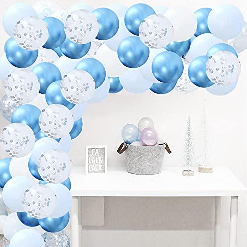 126 Pieces/PCS Metallic Blue White and Silver Confetti Latex Balloons for Baby Shower Birthday Wedding - If you say i do