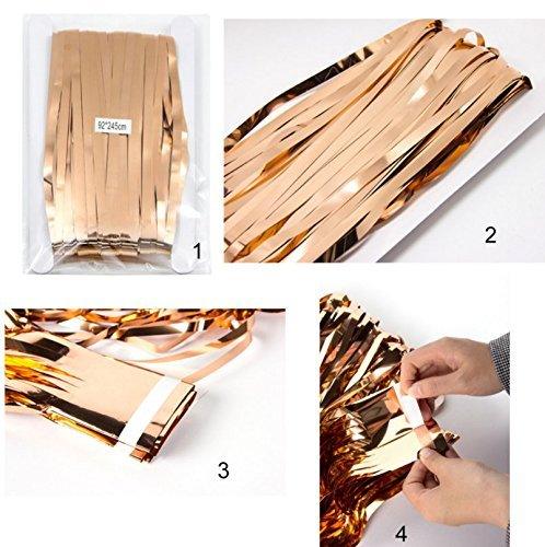2pcs 3ft x 8.3ft Rose Gold Metallic Tinsel Foil Fringe Curtains Photo Booth Props for Birthday Wedding - If you say i do
