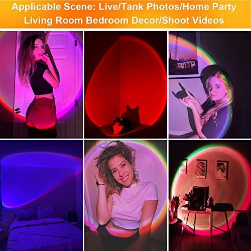 16 Colors Sunset Lamp Projector 360 Degree Rotation Color Changing Rainbow Projection Light Romantic Visual LED Light - If you say i do