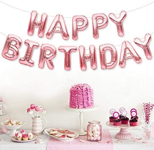 Rose Gold Happy Birthday Balloons Banner 16inch Tall Set for Her Birthday Party Decorations and Supplies Kit - If you say i do
