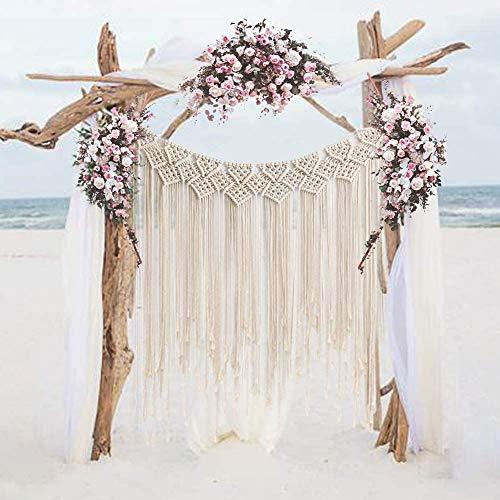 Large Woven Wall Hangings, Boho Cotton Handmade Macrame Backdrop for Wedding - If you say i do