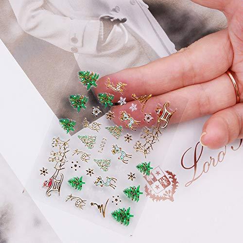 Christmas Nail Stickers - 10 Packs 3D Metal Gold Xmas Design Self-adhesive Nail Decals - If you say i do