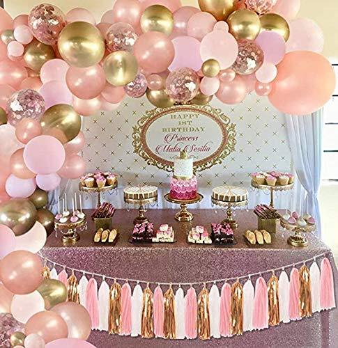 130pcs Rose Gold Balloons with Paper Tassel, Rose Gold Ballon Arch Garland Balloons Kit - If you say i do