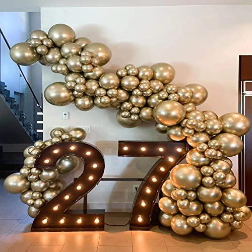 100PCS Gold Metallic Chrome Latex Balloon Arch Kit, 18In 12In 10In 5In Arch Garland For Baby Shower Engagement, Wedding, Birthday Party - If you say i do
