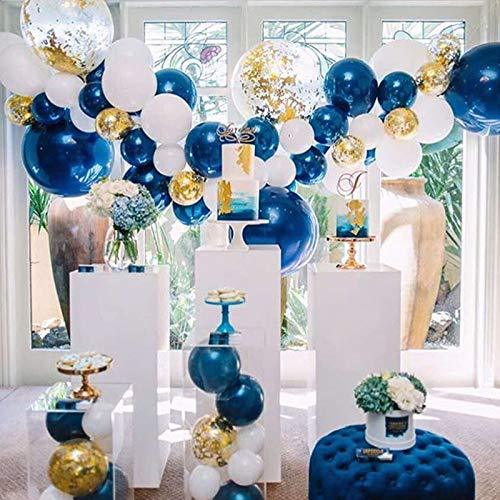 Navy Blue and Gold Balloons 130 Pcs 12 Inch Confetti Balloons White Latex Balloon Garland Kit with Balloon Accessories for Birthday Wedding Party - If you say i do