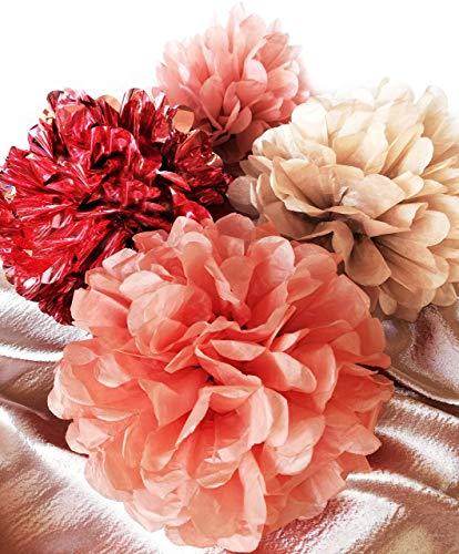 20 PCS Rose Gold Party Decorations - Metallic Foil and Tissue Paper Pom Poms - Birthday Party Decoration - If you say i do