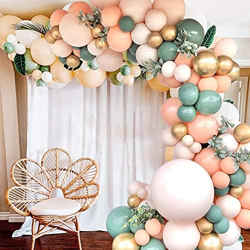 140Pcs Sage Green Peach Blush Pink Balloon Garland Arch Kit for Baby Bridal Shower Wedding - If you say i do