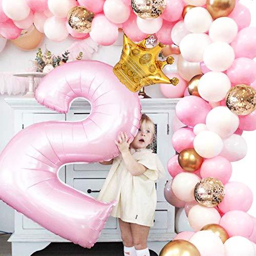 Pink Balloon Arch Garland Kit, 124 Pieces White Pink Gold and Gold Confetti Latex Balloons for Baby Shower Wedding Birthday - If you say i do