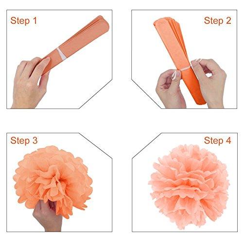 Hanging Party Decorations Set, 15pcs Orange Black White Paper Flowers Pom Poms Balls and Paper Lanterns - If you say i do