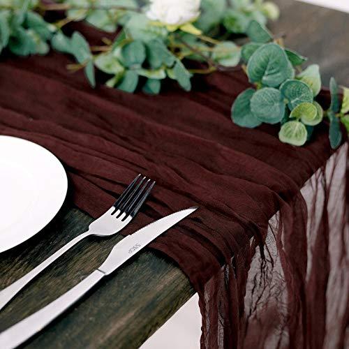 10FT Burgundy Cheesecloth Table Runner, Gauze Fabric Boho Wedding Arbor Decor - If you say i do