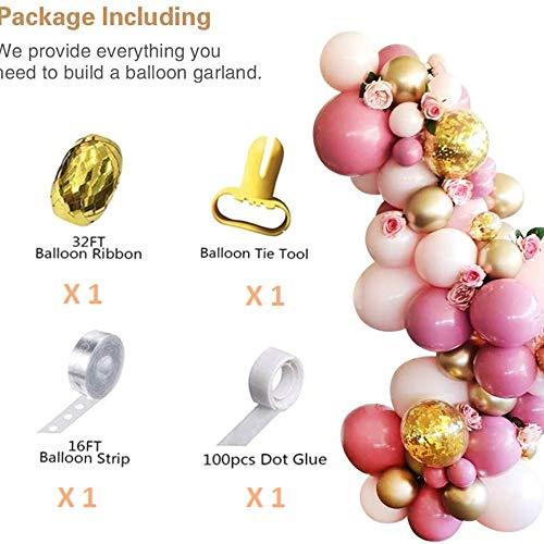 134Pcs Pink and Gold Confetti Balloons, Balloon Garland Arch Kit, Pink and Gold Balloons for Parties - If you say i do