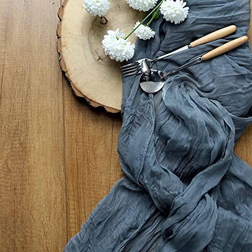 10FT Dusty Blue Cheesecloth Table Runner, Gauze Fabric Boho Wedding Arbor Decor - If you say i do