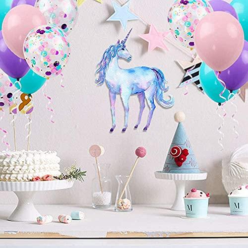 Unicorn Mermaid Balloons with Latex Confetti Balloons, Light Pink Purple Blue Balloons and Ribbons for Birthday Party Decorations - If you say i do