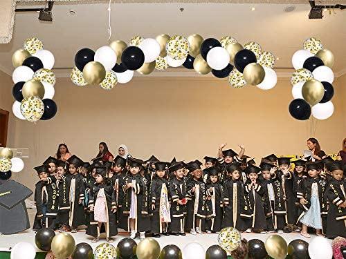 Black and Gold Confetti Balloons, 50 Pack 12inch White Latex Party Balloon Set with Gold Ribbon for Graduation Wedding Birthday Baby Shower Decoration - If you say i do