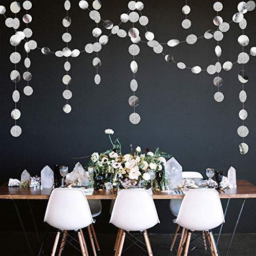 4 Strings Glitter Silver Circle Dots Garland Hanging Polk Dot Streamer Party Decoration String Banner Backdrop - If you say i do