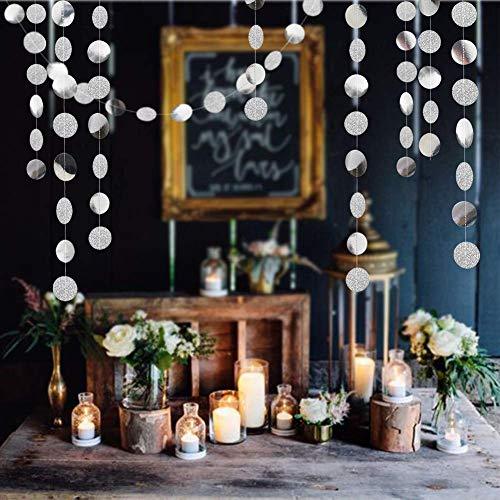 4 Strings Glitter Silver Circle Dots Garland Hanging Polk Dot Streamer Party Decoration String Banner Backdrop - If you say i do