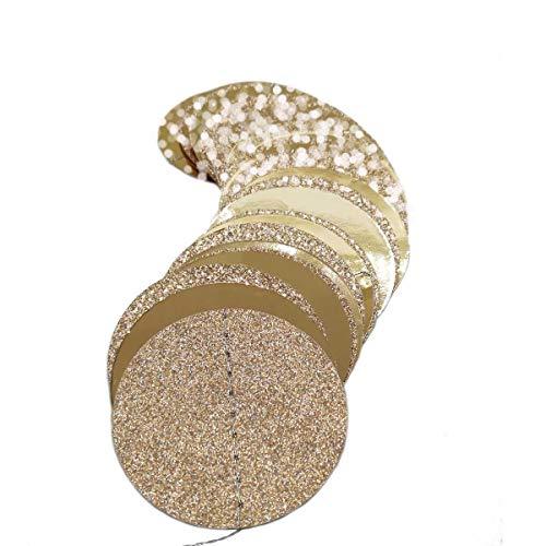 6 Pcs Glitter Champagne Gold Paper Circle Dots Garland (52 Feet) Party Hanging Bunting Birthday Party Decorations Engagement Party - If you say i do