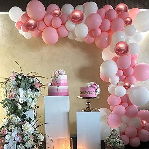 Rose Gold Pink Balloon Garland Kit 130 Pcs 12 Inch White Party Balloons Arch for Girl Baby Shower Bridal Shower Wedding Birthday Party Decorations - If you say i do